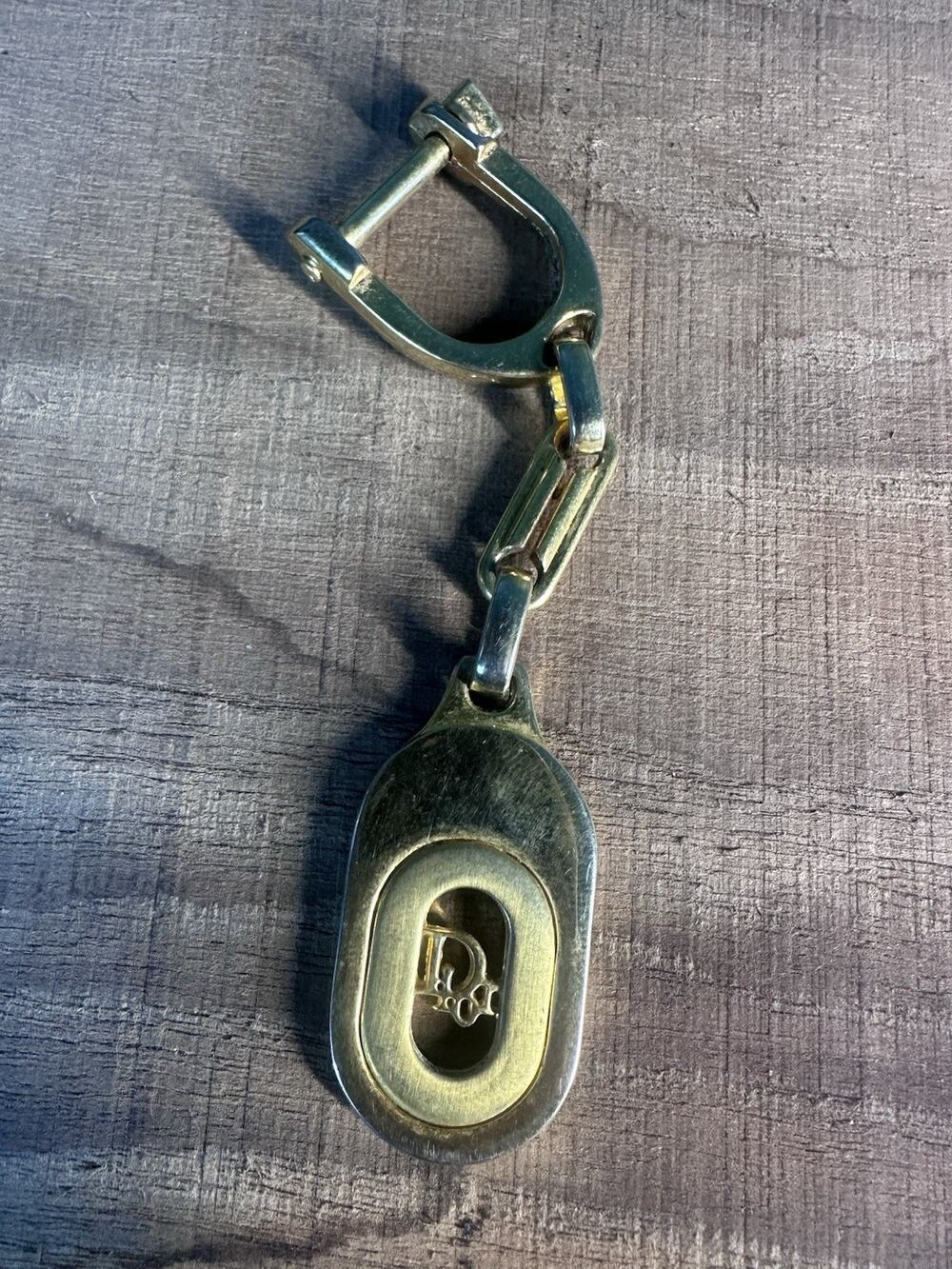 Vintage Christian Dior Gold-Plated Logo Key Chain / Bag Charm